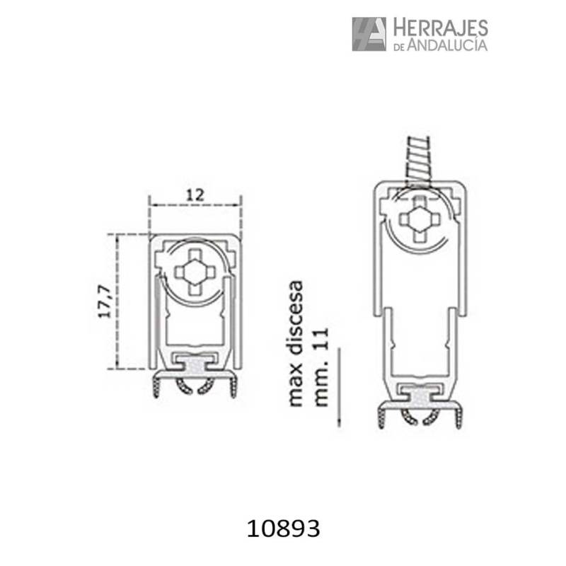 Burlete 400 Mini Isófono 38 dB | Herrajes de Andalucía