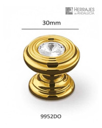 Pomo de cristal swarovski dorado brillo 30mm