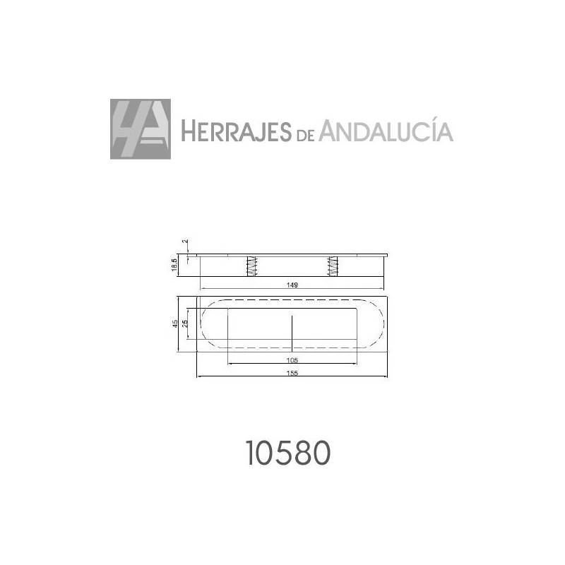 Tirador Embutir con Placa 155x45 mm | Herrajes de Andalucía