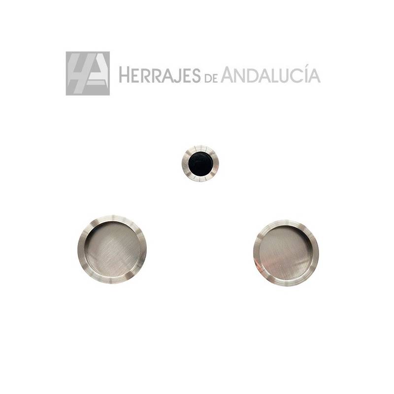 Kit tirador puerta corredera níquel | Herrajes de Andalucía
