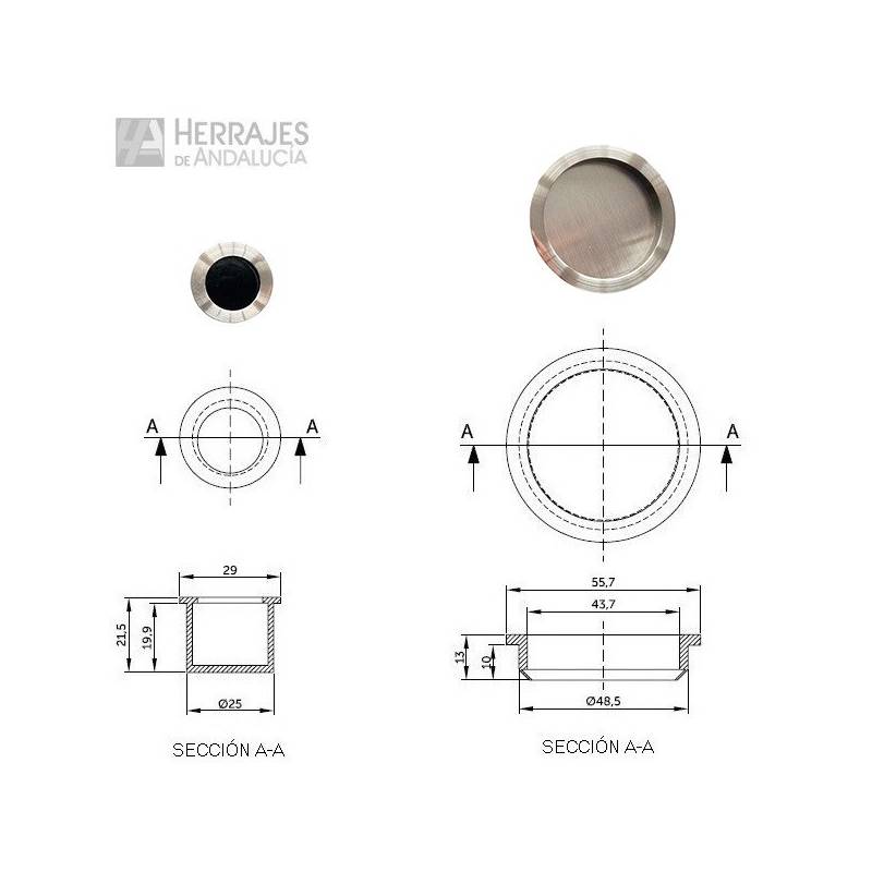 Kit tirador puerta corredera níquel | Herrajes de Andalucía