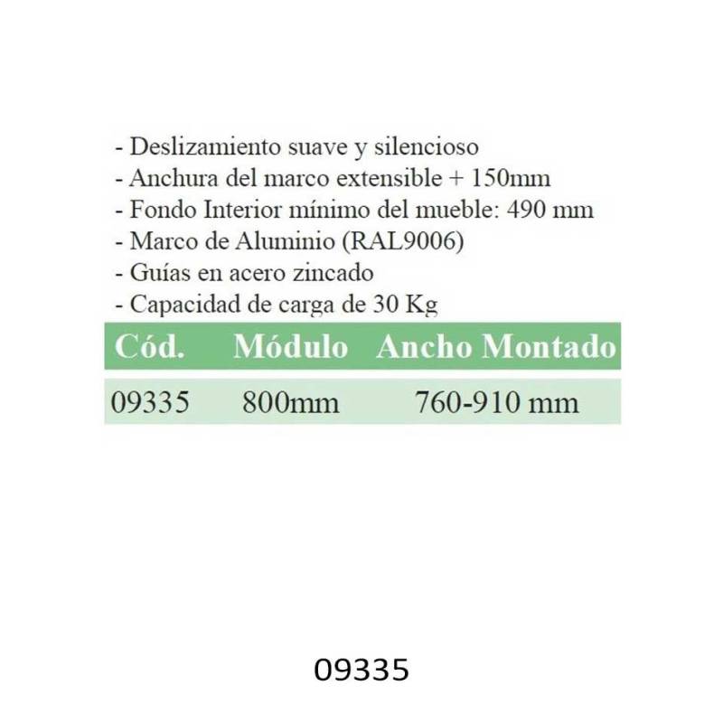 Pantalonero extraíble 800mm para armario | Herrajes de Andalucía