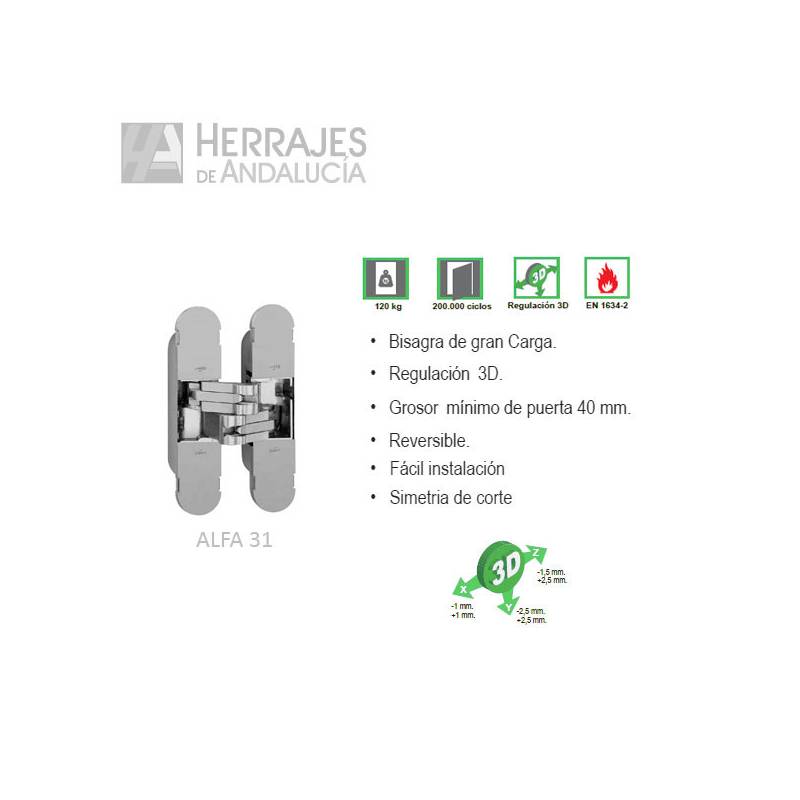 Bisagra invisible modelo Alfa31 Inther-Herrajes de Andalucía