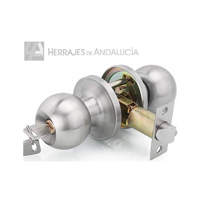 Pomo con Llave Puertas de Paso Inox 8902 | Herrajes de Andalucía