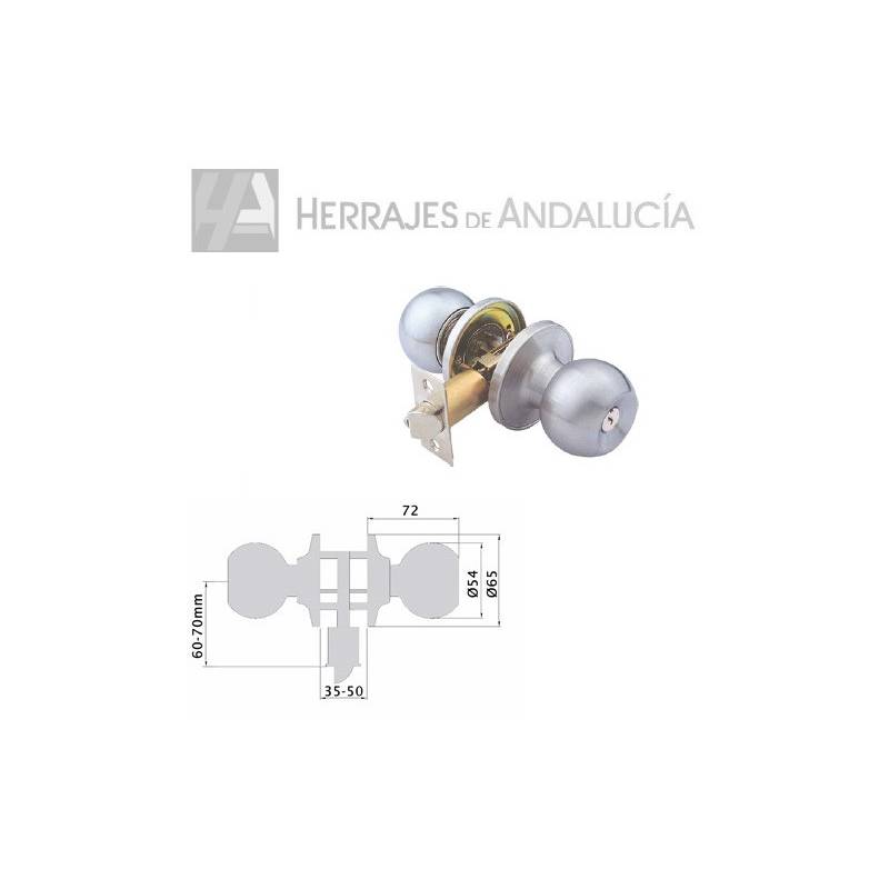 Pomo con Llave Puertas de Paso Inox 8902 | Herrajes de Andalucía