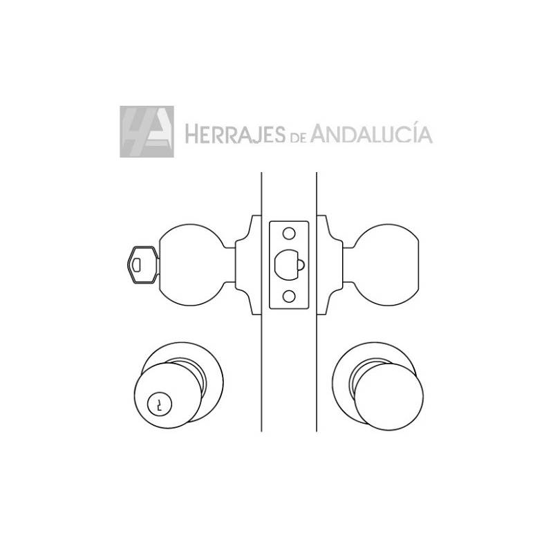 Pomo con Llave Puertas de Paso Inox 8902 | Herrajes de Andalucía