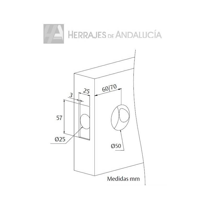 Pomo con Llave Puertas de Paso Inox 8902 | Herrajes de Andalucía
