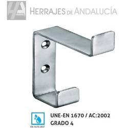 Percha doble acero inoxidable 90x62mm | Herrajes de Andalucía