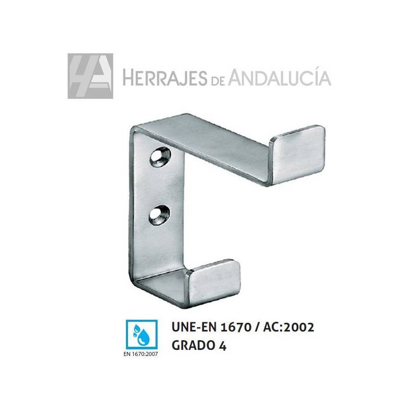 Percha doble acero inoxidable 90x62mm | Herrajes de Andalucía