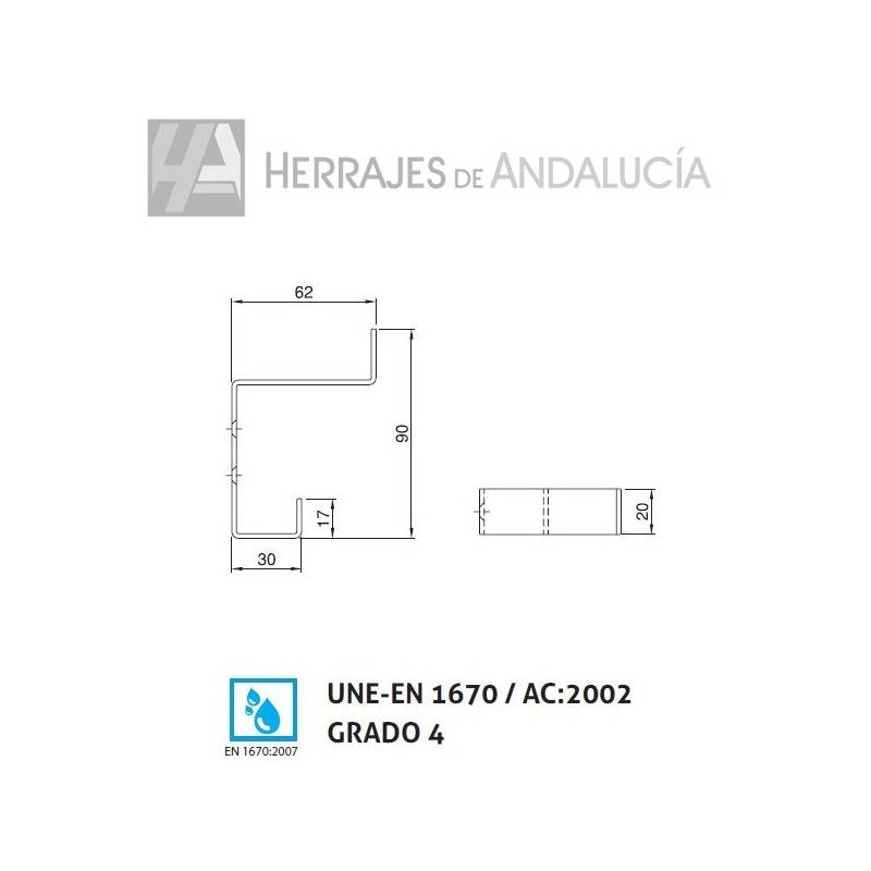 Percha doble acero inoxidable 90x62mm | Herrajes de Andalucía