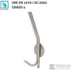 Percha 2 ganchos cabina sanitaria Inoxidable 185mm Ø49mm | Herrajes de Andalucía