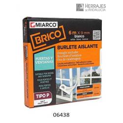 Burlete p adhesivo blanco 6 mts