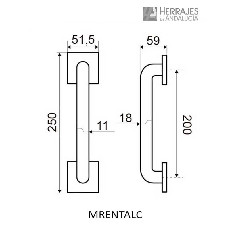 Manillón Rental L250mm C200mm níquel satinado | Herrajes de Andalucía