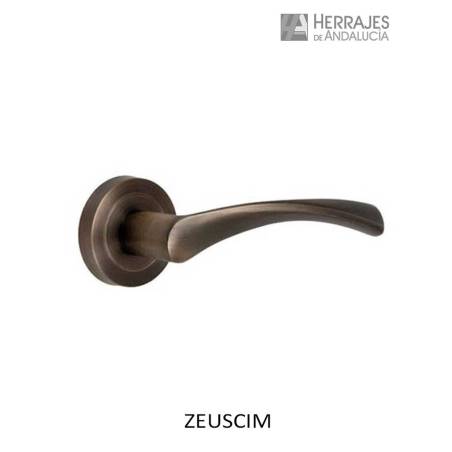 JUEGO MANIVELA ZEUS CON ROSETA DE ALUMINIO. ACABADO CUERO.. 140mm