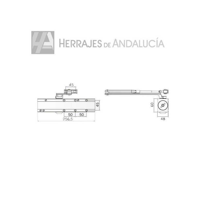 Cierrapuertas sin Retenedor Plata CTB81 | Herrajes de Andalucía
