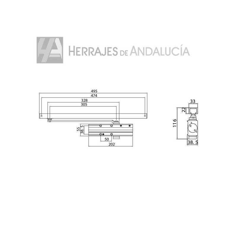 Cierrapuertas CTG 63 Piñón-Cremallera | Herrajes de Andalucía