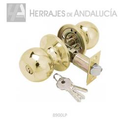 POMO PUERTA REDONDO CON LLAVE-CONDENA LATON PULIDO