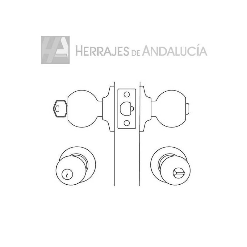 Pomo Puerta Redondo con Llave – Condena Latón Pulido | Herrajes de Andalucía