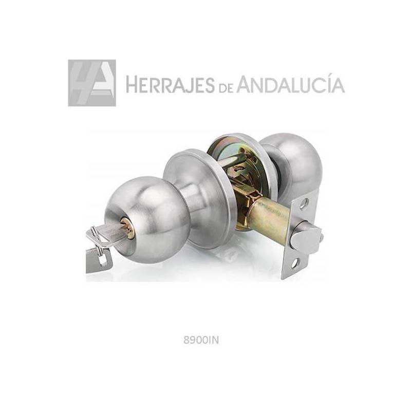 Pomo puerta llave condena inox 8900 | Herrajes de Andalucía