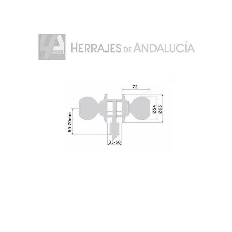 Pomo puerta llave condena inox 8900 | Herrajes de Andalucía