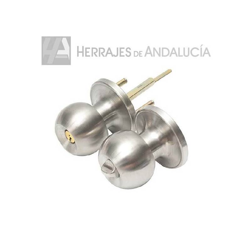 Pomo bola para puerta con llave exterior y muletilla interior-Herrajes de Andalucía