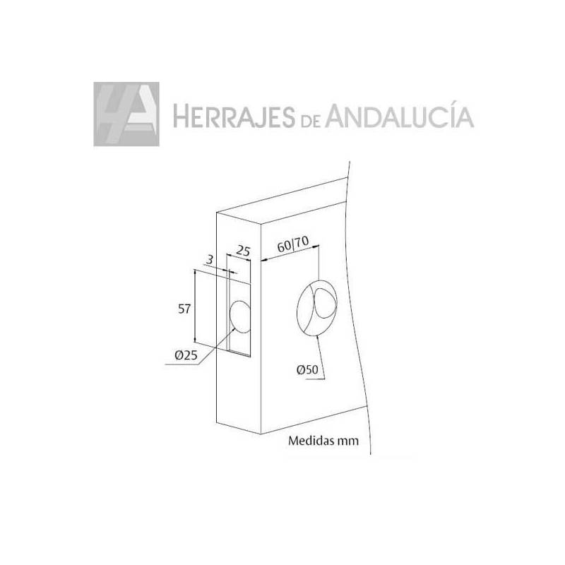Pomo puerta llave condena inox 8900 | Herrajes de Andalucía