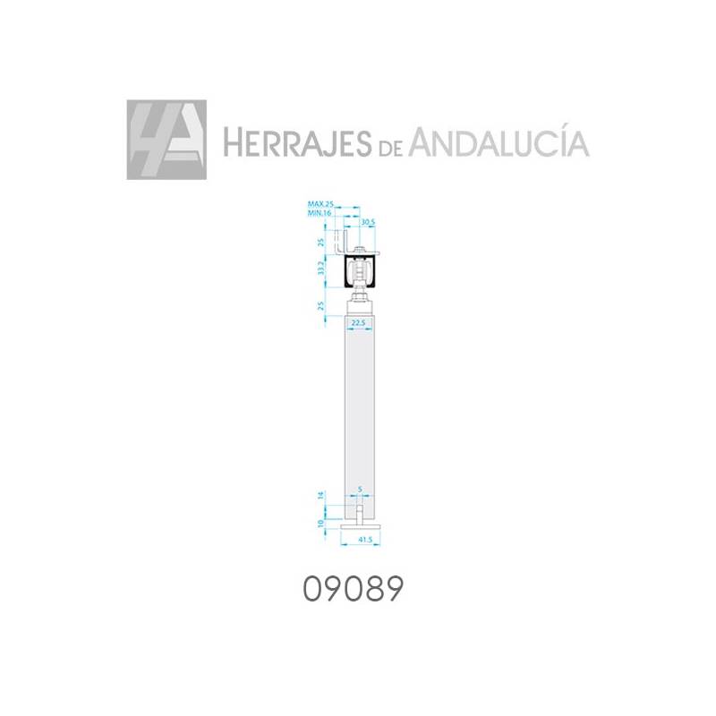 Perfil superior de aluminio Alfa12 de 3 metros de 60kg hasta 80kg.