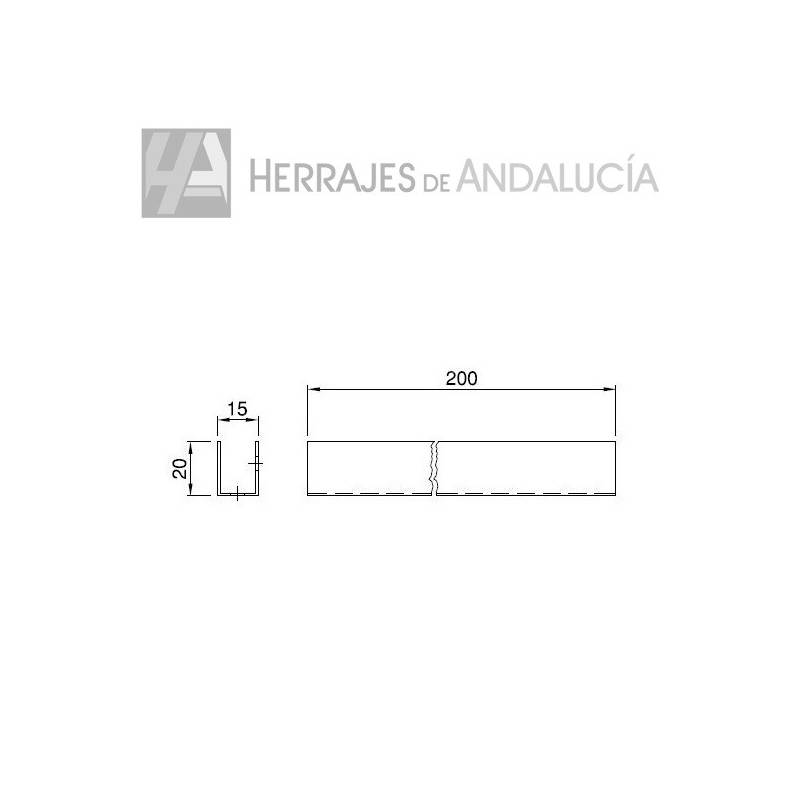 Perfil "U" para cabinas sanitarias-Herrajes de Andalucía