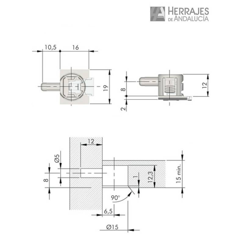 Soporte unión estantes Ø5 mm 20 kg | Herrajes de Andalucía
