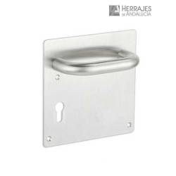 Manillon con placa acero inoxidable aisi-304 bocallave para puerta derecha a 72mm 170x170mm