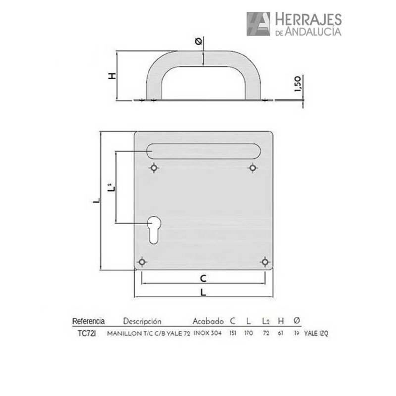 Manillón Placa Acero Inoxidable Bocallave | Herrajes de Andalucía