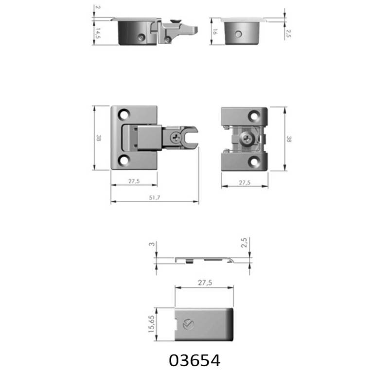 Bisagra mueble Kimana 26x13mm Zamak | Herrajes de Andalucía