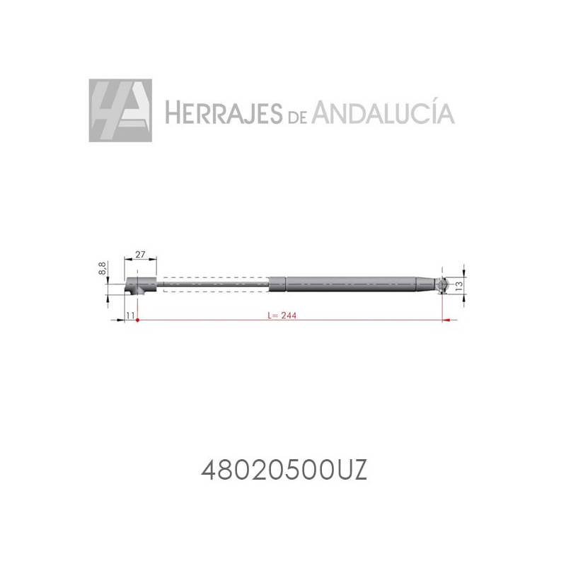 Pistón Gas Ascendente K12 Níquel | Herrajes de Andalucía