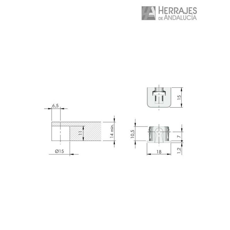 Soporte estante Flipper SL14 15x18mm | Herrajes de Andalucía