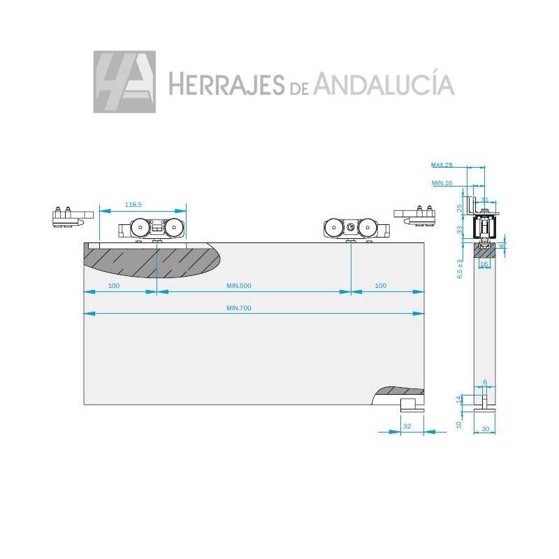 Kit accesorios Sistema de Freno FLOAT120 embutido-Herrajes de Andalucía