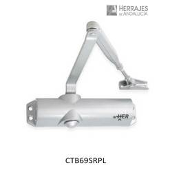 Cierrapuertas piñón-cremallera brazo 2-4 color plata | Herrajes de Andalucía