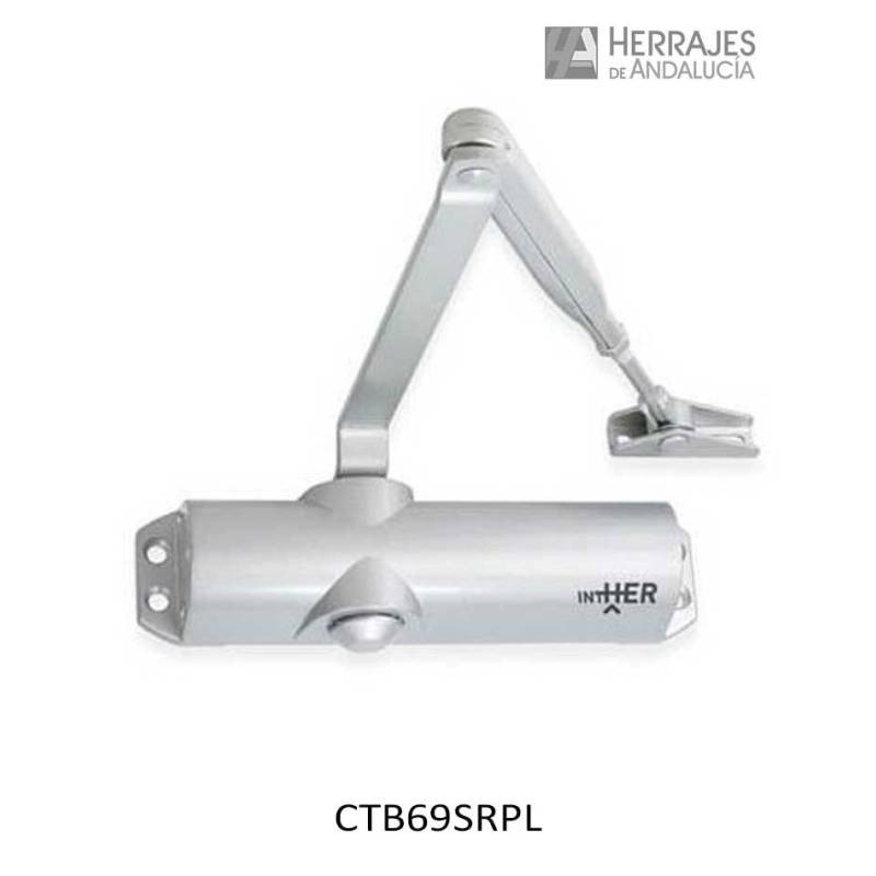 Cierrapuertas piñón-cremallera brazo 2-4 color plata | Herrajes de Andalucía