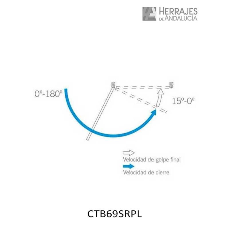 Cierrapuertas piñón-cremallera brazo 2-4 color plata | Herrajes de Andalucía