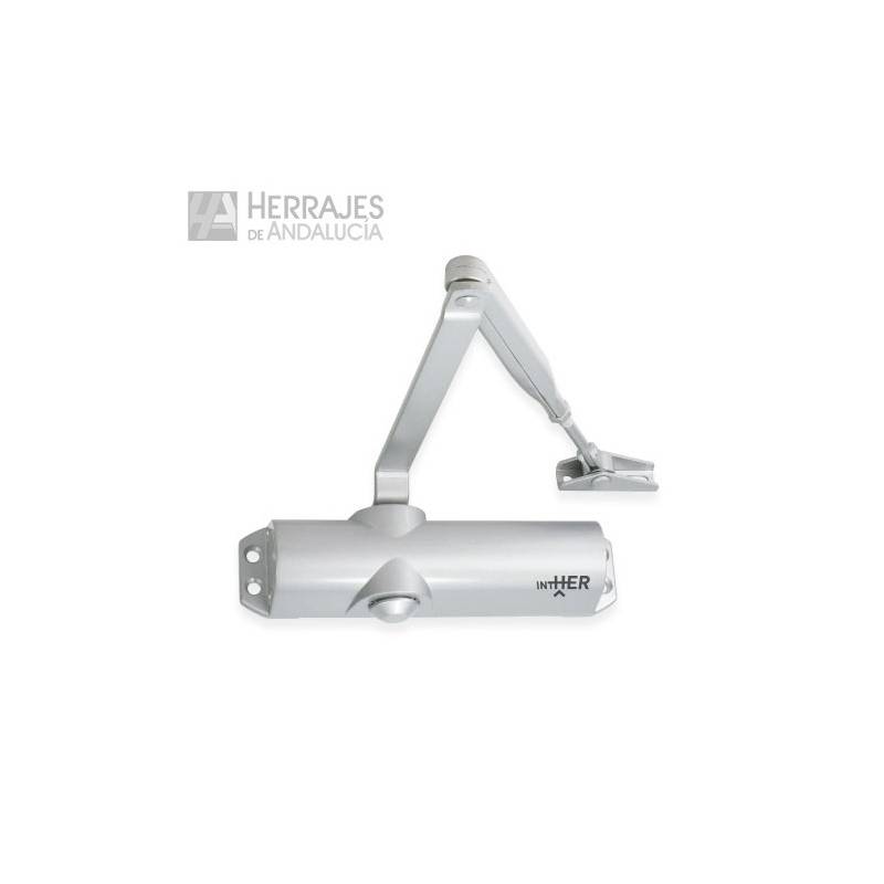 Cierrapuertas regulable de brazo con retenedor color plata CTB69CRPL