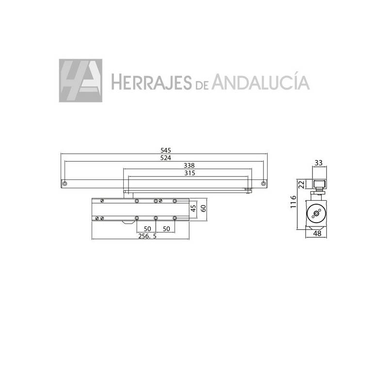 Cierrapuertas CTG 65 Piñón-Cremallera | Herrajes de Andalucía