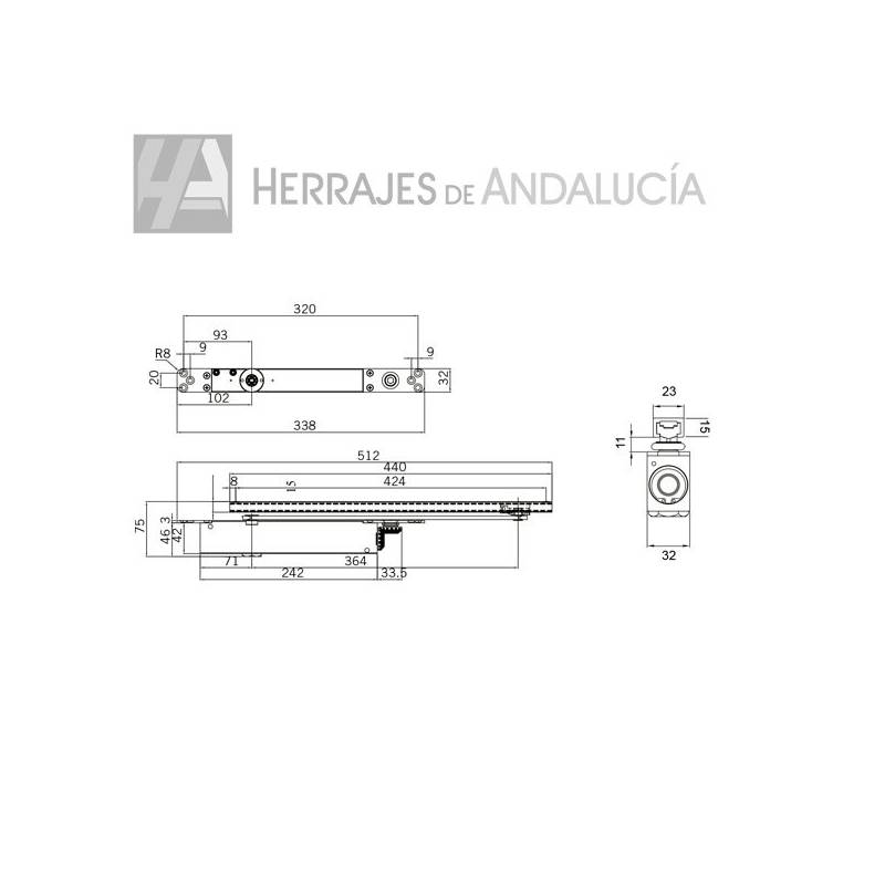 Cierrapuertas Oculto Extra Slim Regulable 2-4 | Herrajes de Andalucía