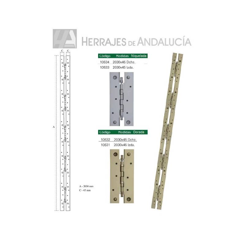 Bisagra Seguridad 2030x45 mm Izquierda Dorada | Herrajes de Andalucía