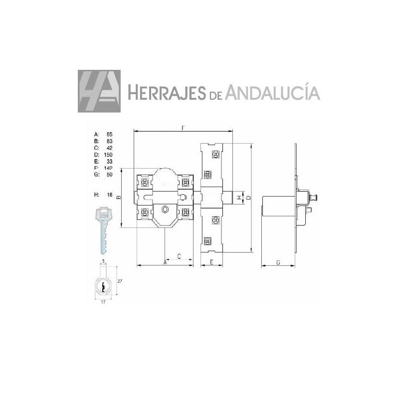 Cerrojo 1301-R/80 Pintado | Herrajes de Andalucía