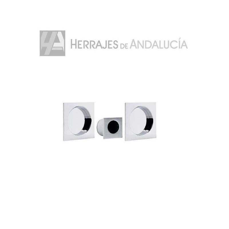 Kit Puerta Corredera Tirador y Dedal Cromo | Herrajes de Andalucía