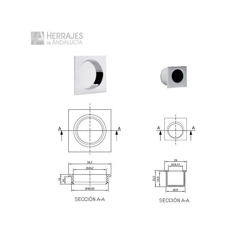Kit Puerta Corredera Tirador y Dedal Cromo | Herrajes de Andalucía