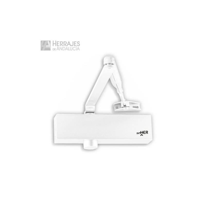Cierrapuertas brazo mecánico con brazo blanco-Herrajes de Andalucía