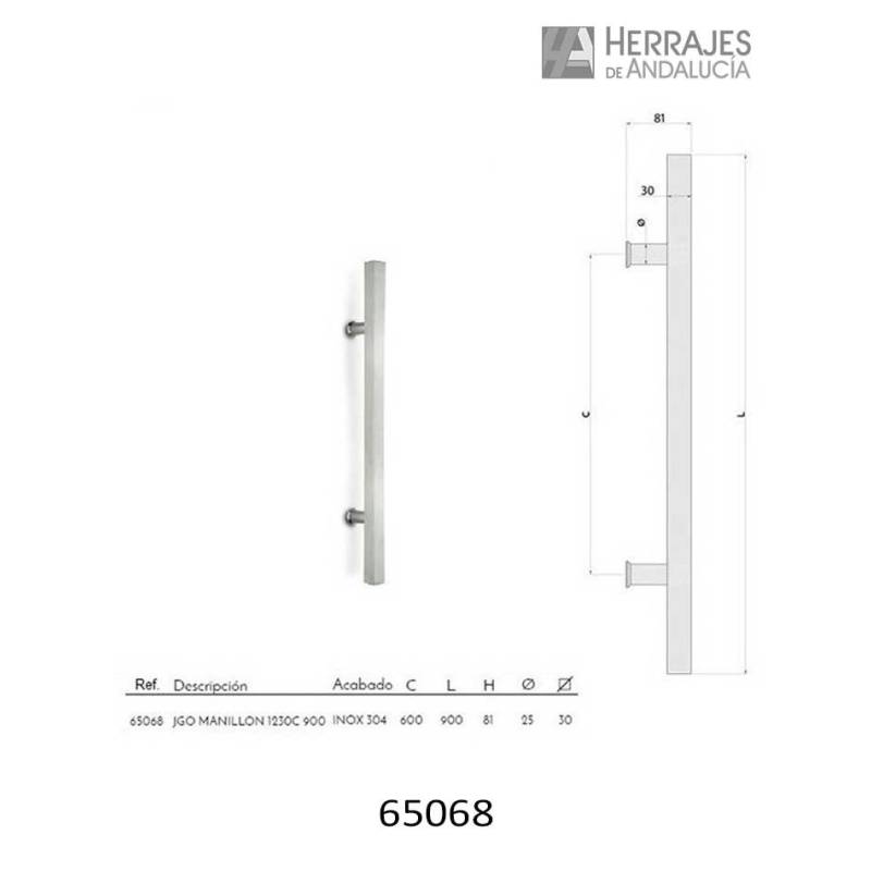 Manillón 1230C INOX 304 600mm Inther| Herrajes de Andalucía