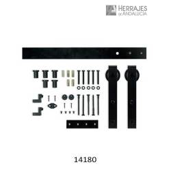 Kit elementos puerta corredera rustico hierro forja negro 2 metros