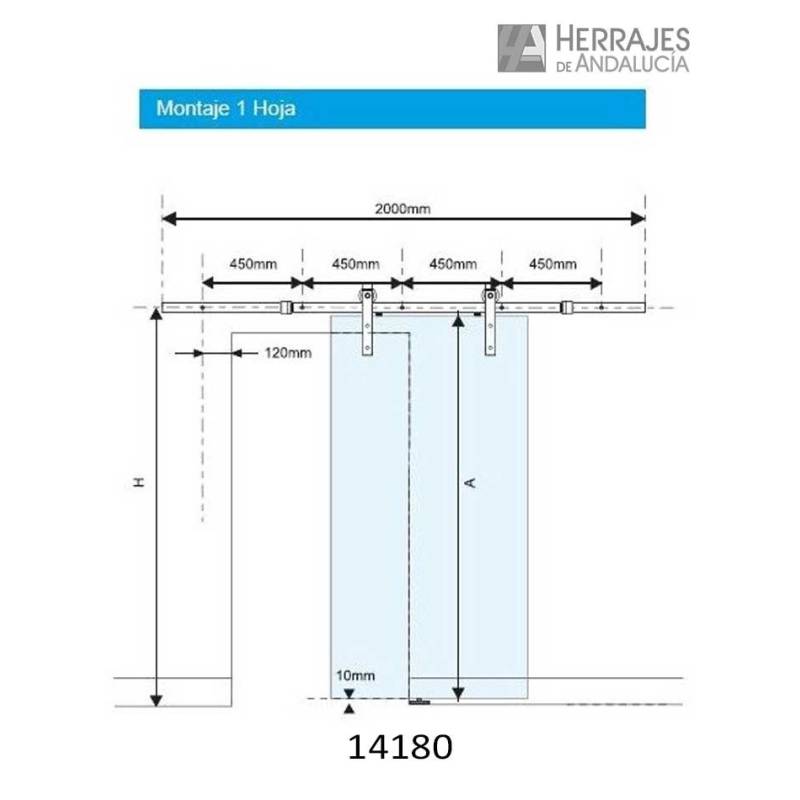 Kit Puerta Corredera Rústico Hierro Forja Negro 2m | Herrajes de Andalucía