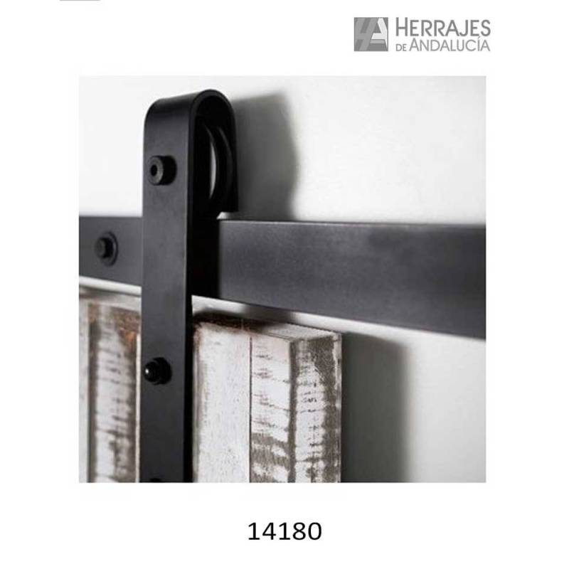 Kit Puerta Corredera Rústico Hierro Forja Negro 2m | Herrajes de Andalucía